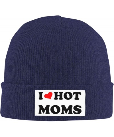 I Love Hot Moms Black Skull Cap Beanie Hat Unisex Beanie Chemo Hat Knit Hats for Men Women Slouchy Hat Navy Blue $9.68 Skulli...