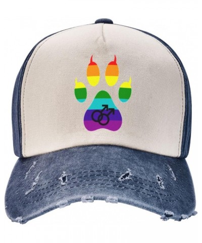 Gay Furry Pride Upgrade Your Style with Funny Adjustable Cotton Baseball Caps for Men and Women Navy Blue $16.44 Baseball Caps