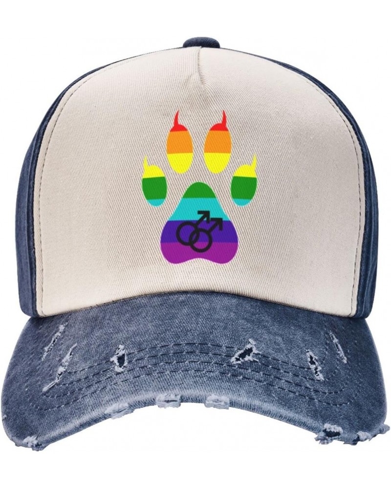 Gay Furry Pride Upgrade Your Style with Funny Adjustable Cotton Baseball Caps for Men and Women Navy Blue $16.44 Baseball Caps