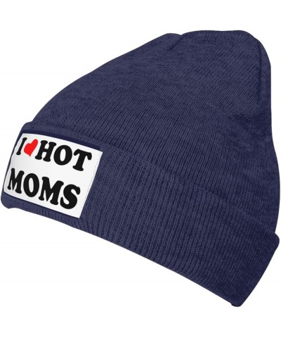 I Love Hot Moms Black Skull Cap Beanie Hat Unisex Beanie Chemo Hat Knit Hats for Men Women Slouchy Hat Navy Blue $9.68 Skulli...