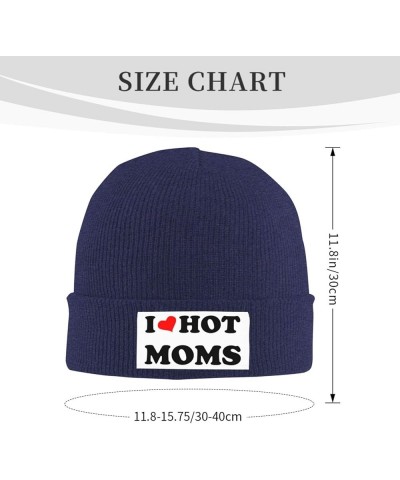 I Love Hot Moms Black Skull Cap Beanie Hat Unisex Beanie Chemo Hat Knit Hats for Men Women Slouchy Hat Navy Blue $9.68 Skulli...