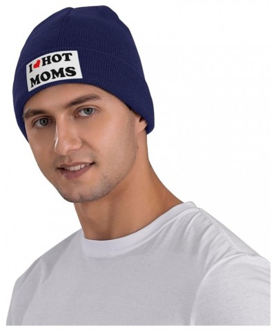 I Love Hot Moms Black Skull Cap Beanie Hat Unisex Beanie Chemo Hat Knit Hats for Men Women Slouchy Hat Navy Blue $9.68 Skulli...