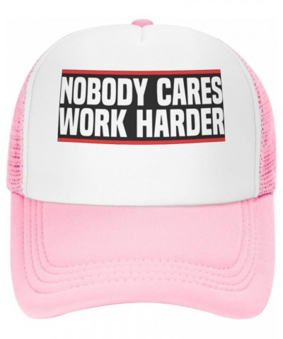 Nobody Cares Work Harder Motivational Workout Baseball Hats for Men Adjustable Gift for Women Trucker Cap Black Pink $9.74 Ba...