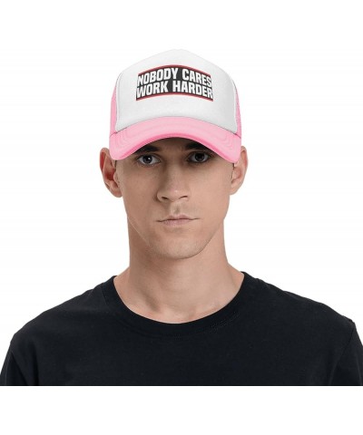 Nobody Cares Work Harder Motivational Workout Baseball Hats for Men Adjustable Gift for Women Trucker Cap Black Pink $9.74 Ba...