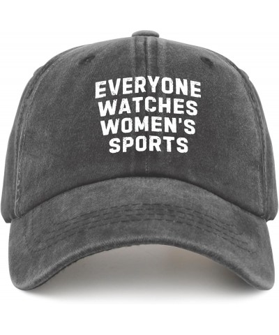 Everyone Watches Women's Sports Cap Vintage Cotton Washed Baseball Caps Adjustable Dad Hat Crazy Pigment Black $8.82 Baseball...