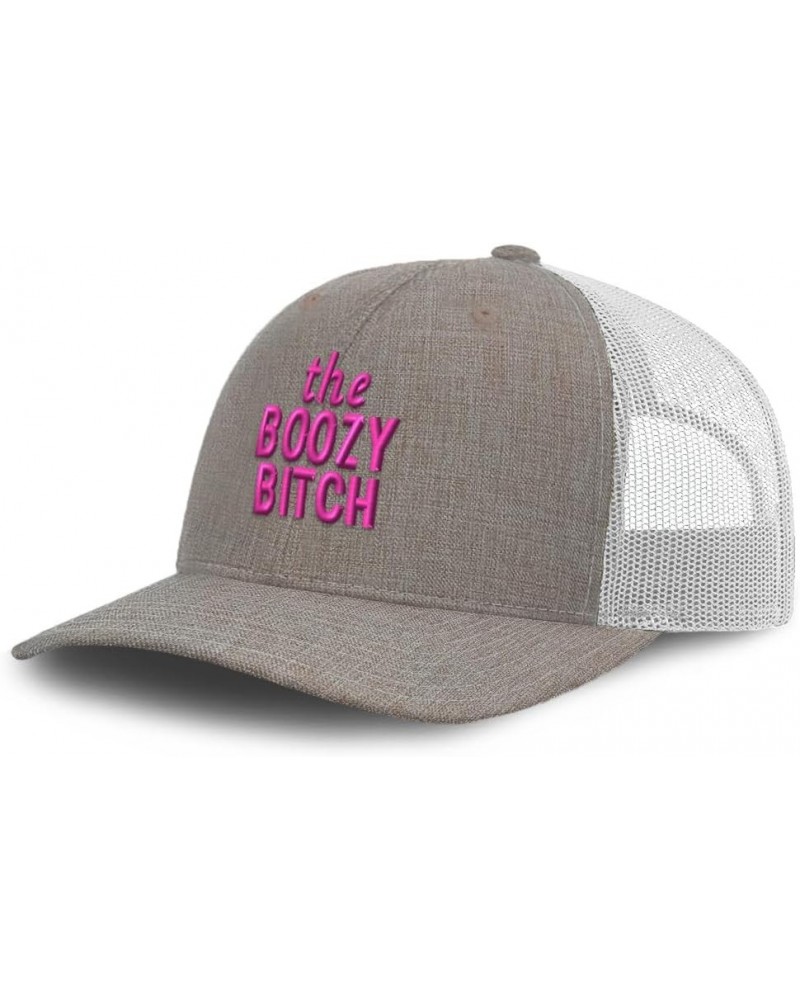 Trucker Baseball Cap The Boozy Bitch Cotton Dad Hats for Men & Women Heather Khaki White $16.23 Baseball Caps