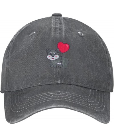 Cute Fox Flying with Love Shaped Balloon Dad Hat Vintage Baseball Cap for Men Women Hats Gifts Trucker Caps Deep Heather $12....