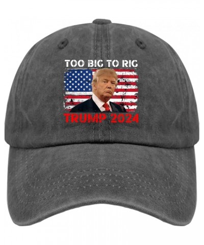 Trump Hats Trump 2024 Too Big to RIG Hat and Funny Gaming Hats and Funny Mountain Hats & Gifts Sports Pigment Black $9.42 Cow...