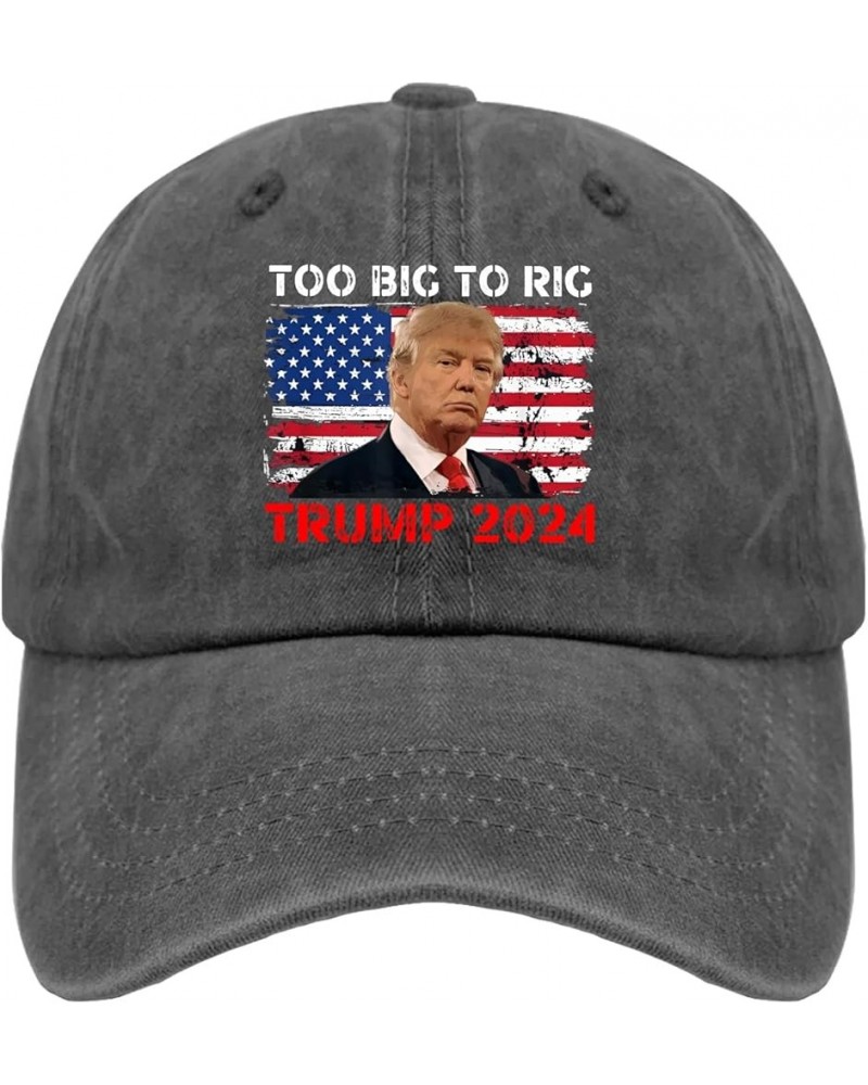 Trump Hats Trump 2024 Too Big to RIG Hat and Funny Gaming Hats and Funny Mountain Hats & Gifts Sports Pigment Black $9.42 Cow...