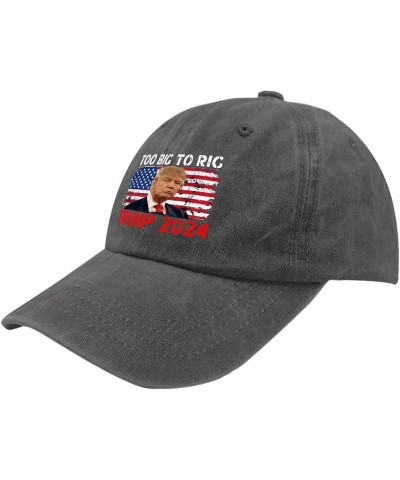 Trump Hats Trump 2024 Too Big to RIG Hat and Funny Gaming Hats and Funny Mountain Hats & Gifts Sports Pigment Black $9.42 Cow...