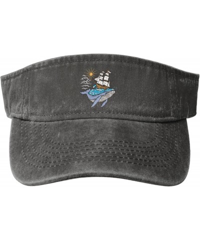 Whales Carrying The Ocean and Sailboats Sun Visor Hats for Women Men Sun Hat Cotton Golf Hat Vintage Baseball Cap Deep Heathe...