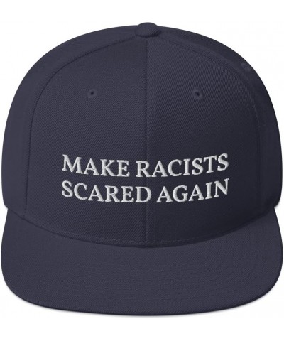 Make Racists Scared Again Hat Flatbrim Flat Brim Snapback Hat Cap Navy $18.79 Baseball Caps