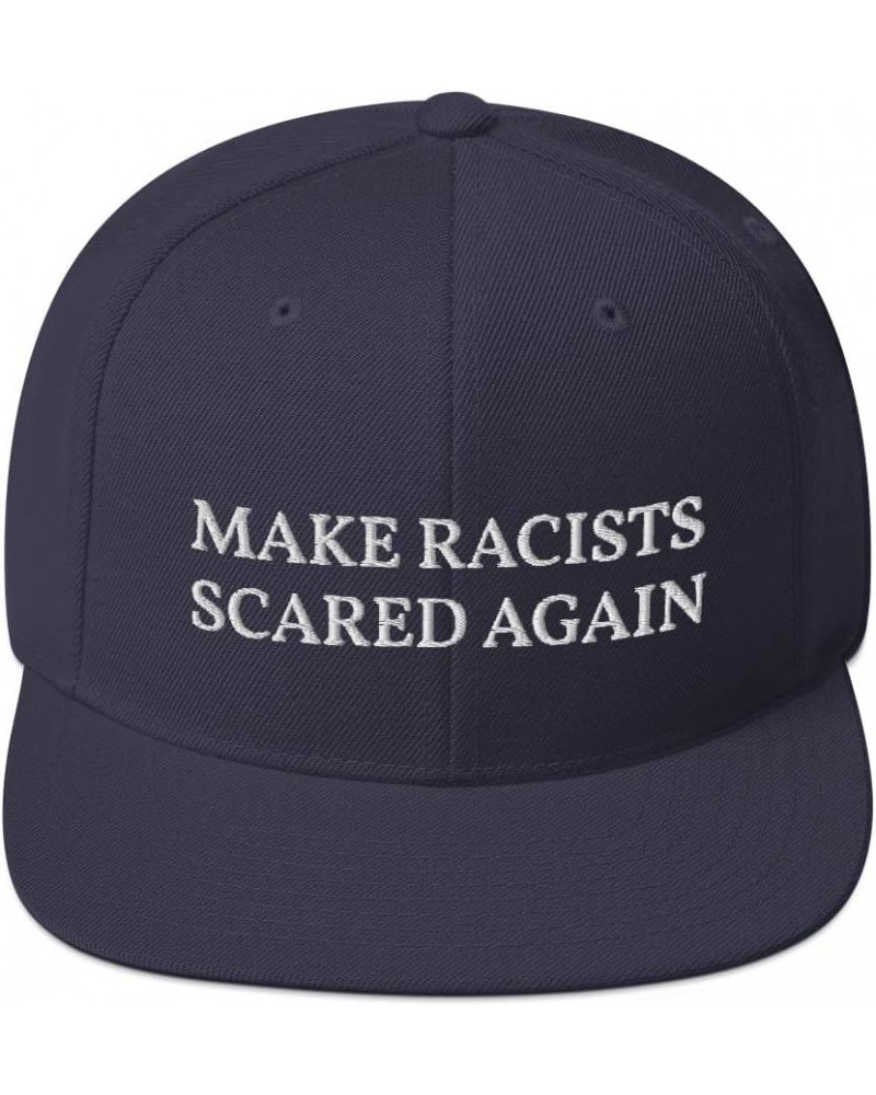 Make Racists Scared Again Hat Flatbrim Flat Brim Snapback Hat Cap Navy $18.79 Baseball Caps