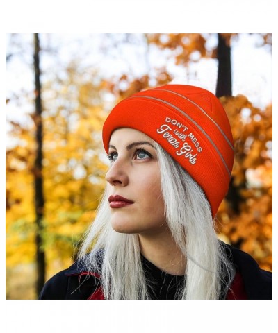 CustomReflective Beanie Don't Mess with Texas Girls Acrylic High Visibility Running Gear for Men & Women 1 Size Neon Orange D...