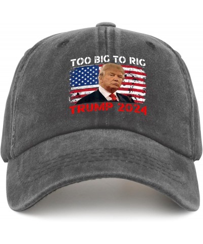 Trump Hats Trump 2024 Too Big to RIG Hat and Funny Gaming Hats and Funny Mountain Hats & Gifts Sports Pigment Black $9.42 Cow...