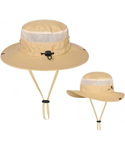 Outdoor Mesh Sun Hat 3" Wide Brim UV Sun Protection Hat Fishing Hiking Hat Khaki $9.03 Sun Hats