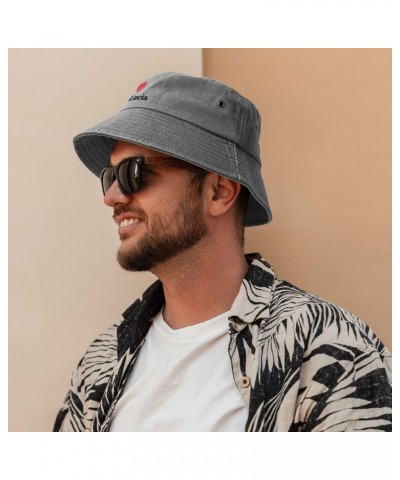 I Love Saint Lucia Bucket Hat for Women Men Summer Travel Sun Hat Outdoor Cap Funny Bucket Hats Gray $12.73 Bucket Hats