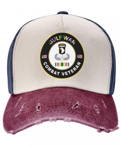 101st Airborne Division Gulf Combat Veteran Upgrade Style with Adjustable Cotton Baseball Caps Navy and Red $17.45 Baseball Caps