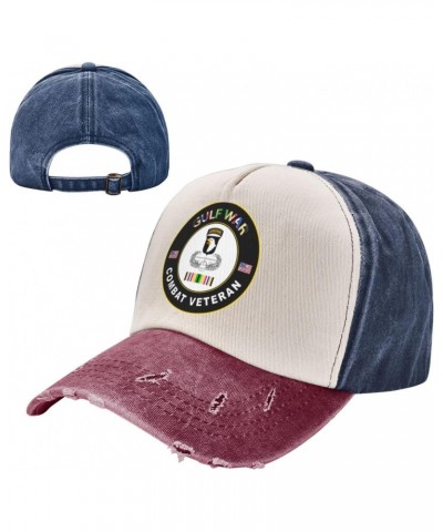 101st Airborne Division Gulf Combat Veteran Upgrade Style with Adjustable Cotton Baseball Caps Navy and Red $17.45 Baseball Caps