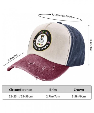 101st Airborne Division Gulf Combat Veteran Upgrade Style with Adjustable Cotton Baseball Caps Navy and Red $17.45 Baseball Caps