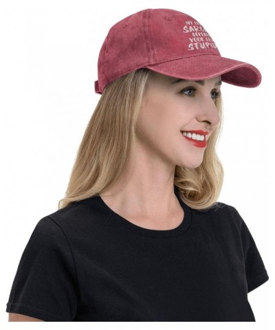 My Level of Sarcasm Depends On Your Level of Stupidity Unisex Baseball Hat Vintage Dad Hat Adjustable,Black Red $11.07 Baseba...