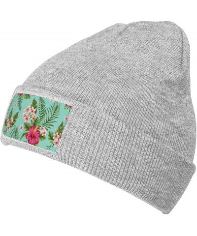 Hawaiian Tropical Leaves Flowers Print Leisure Knitted Hat Warm Hat for Men Women & Kids& Elastic Daily Hat Beanie Cap Gray $...