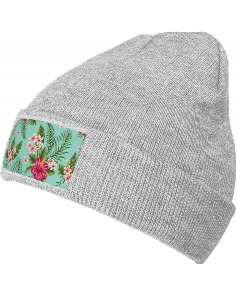 Hawaiian Tropical Leaves Flowers Print Leisure Knitted Hat Warm Hat for Men Women & Kids& Elastic Daily Hat Beanie Cap Gray $...