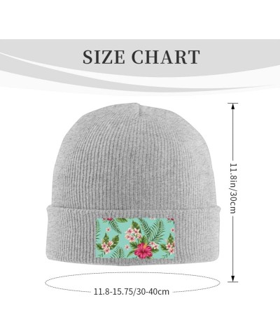 Hawaiian Tropical Leaves Flowers Print Leisure Knitted Hat Warm Hat for Men Women & Kids& Elastic Daily Hat Beanie Cap Gray $...