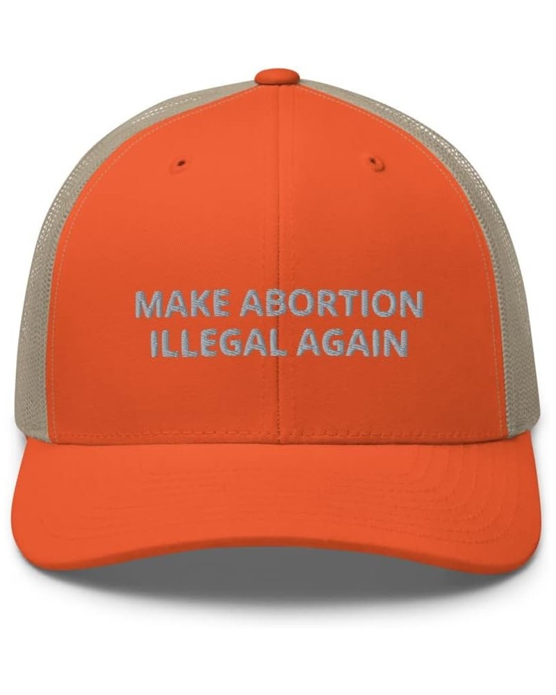 Make Abortion Illegal Again Hat (Embroidered Trucker Cap) Rustic Orange/ Khaki $18.82 Baseball Caps