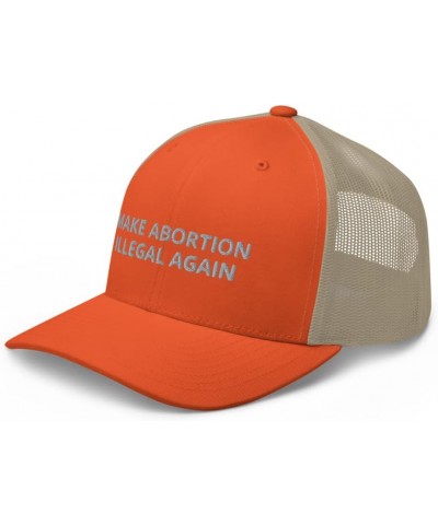 Make Abortion Illegal Again Hat (Embroidered Trucker Cap) Rustic Orange/ Khaki $18.82 Baseball Caps