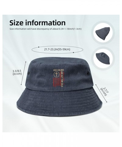 Retro God's Children are Not for Sale Ameria Flag Packable Cotton Bucket Sun Hat for Women Men Fisherman Cap Navy Blue $10.78...