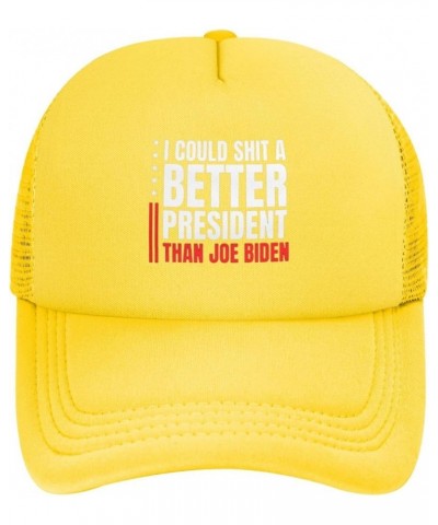 I Could Shit A Better President Than Biden Fuck Biden Trucker Hat Women Mesh Baseball Cap Sun Hat Men Dad Hat Black Yellow $1...