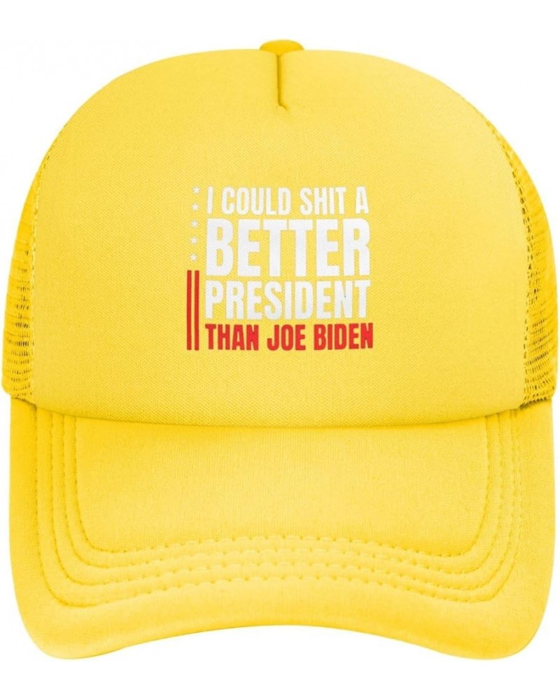 I Could Shit A Better President Than Biden Fuck Biden Trucker Hat Women Mesh Baseball Cap Sun Hat Men Dad Hat Black Yellow $1...