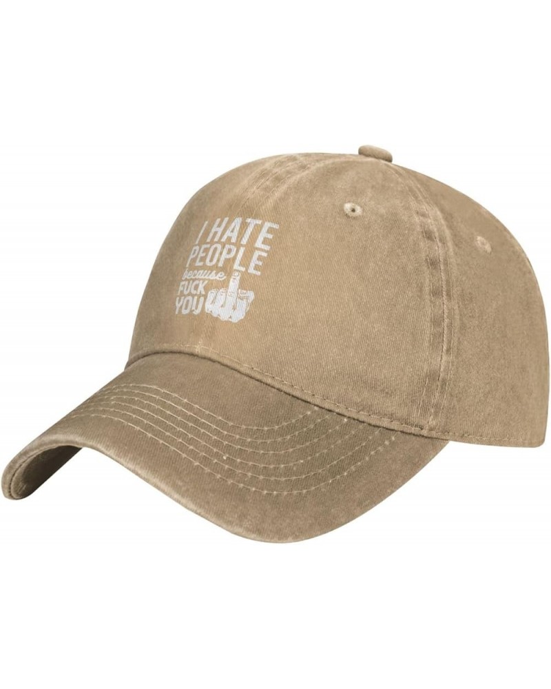 I Hate People Fuck You Cowboy Cap Adjustable for Men Women Vintage Wash Baseball Cap Black Natural $16.13 Cowboy Hats