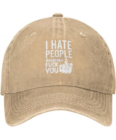 I Hate People Fuck You Cowboy Cap Adjustable for Men Women Vintage Wash Baseball Cap Black Natural $16.13 Cowboy Hats