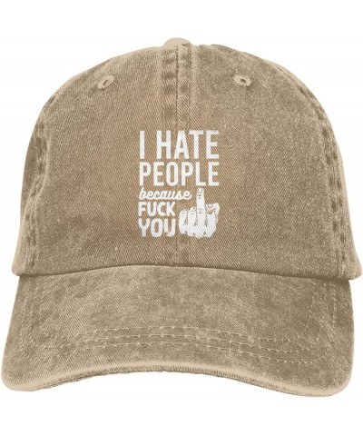 I Hate People Fuck You Cowboy Cap Adjustable for Men Women Vintage Wash Baseball Cap Black Natural $16.13 Cowboy Hats