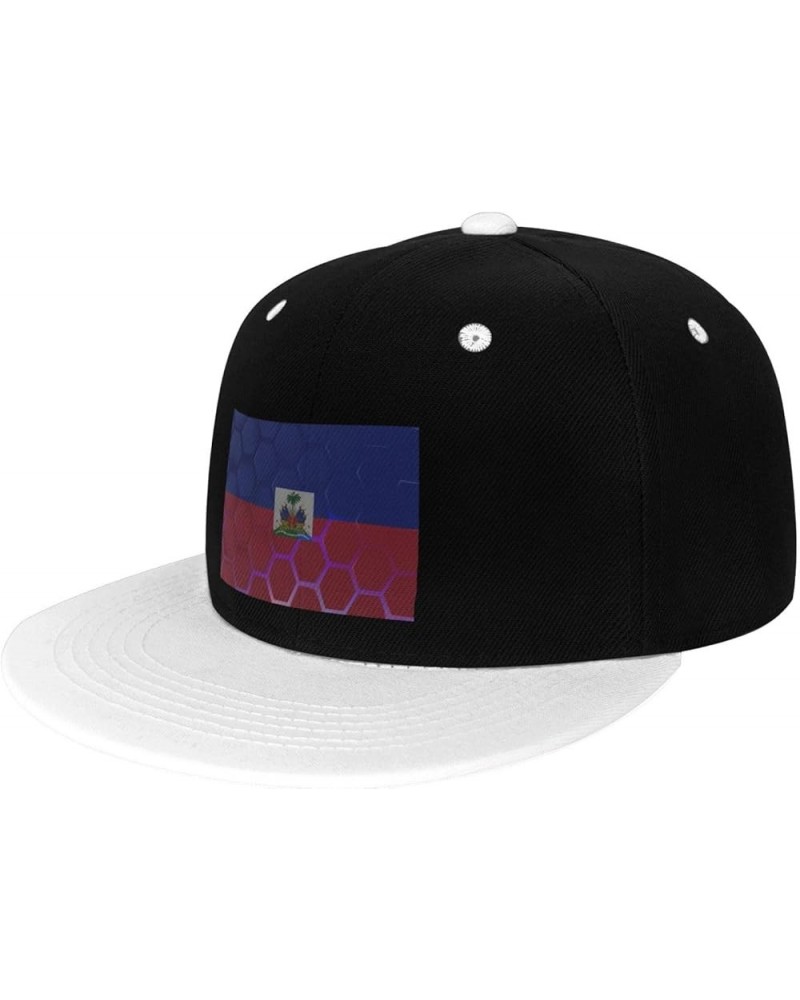 Flag of Haiti Snapback Hat for Men Women Baseball Cap Trucker Flat Bill Hats Dad Caps White $11.88 Baseball Caps