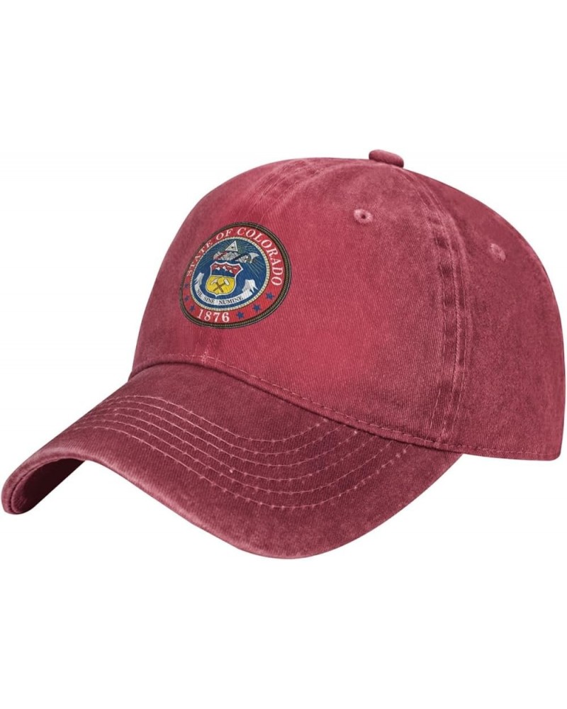 Seal of Colorado Retro Baseball Cap for Women Men Baseball Hat Golf Dad Hats Red $12.75 Baseball Caps