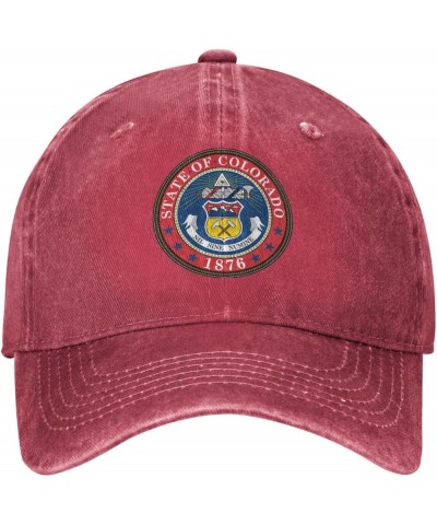 Seal of Colorado Retro Baseball Cap for Women Men Baseball Hat Golf Dad Hats Red $12.75 Baseball Caps