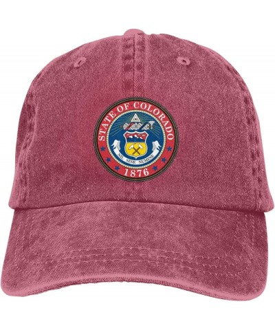 Seal of Colorado Retro Baseball Cap for Women Men Baseball Hat Golf Dad Hats Red $12.75 Baseball Caps