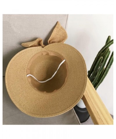 Lady New Bowknot Straw Hat Adult Summer Sunscreen Leisure Cap Wide Brim Students Fresh Raffia Shading Sun Cap Foldable 5 $14....