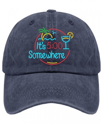 It's 5 O'clock Somewhere Trucker Hat Custom Hats for Men Cyan Blue Black Bucket Hat Gifts for Daughter Workout Hats Navy Blue...