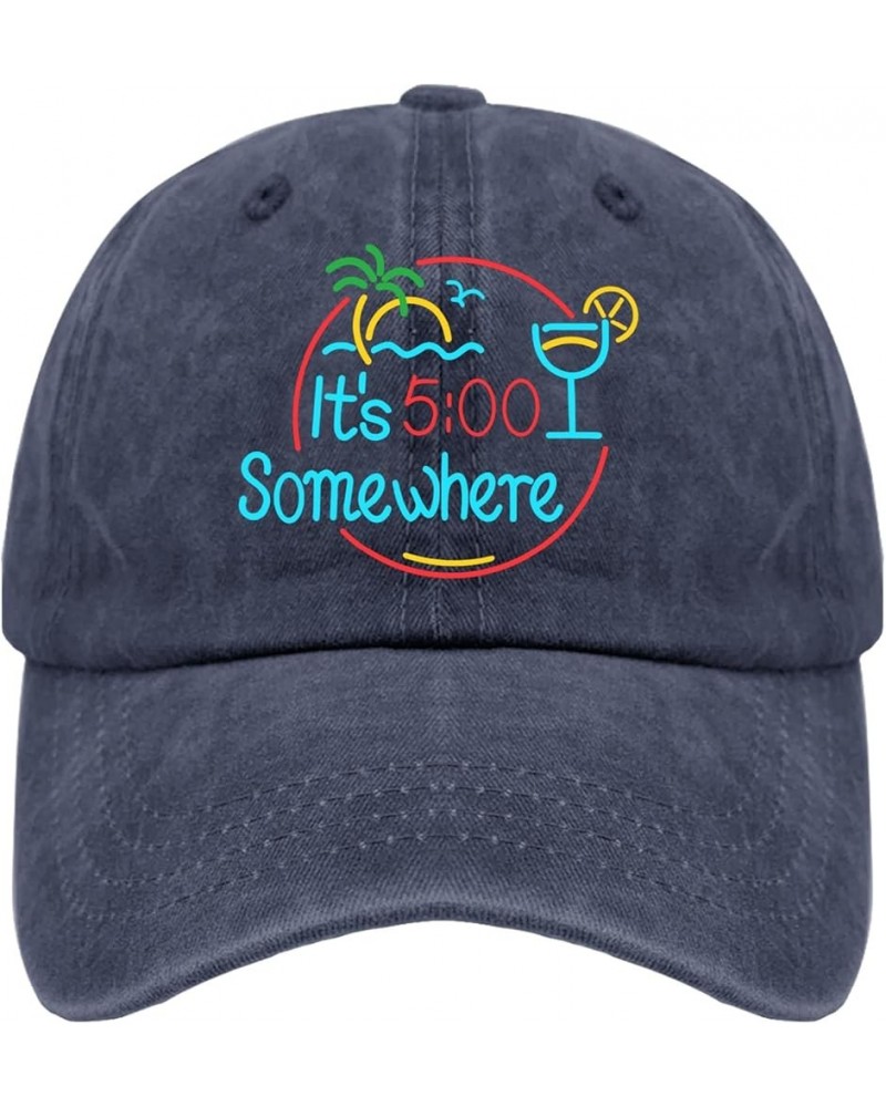 It's 5 O'clock Somewhere Trucker Hat Custom Hats for Men Cyan Blue Black Bucket Hat Gifts for Daughter Workout Hats Navy Blue...