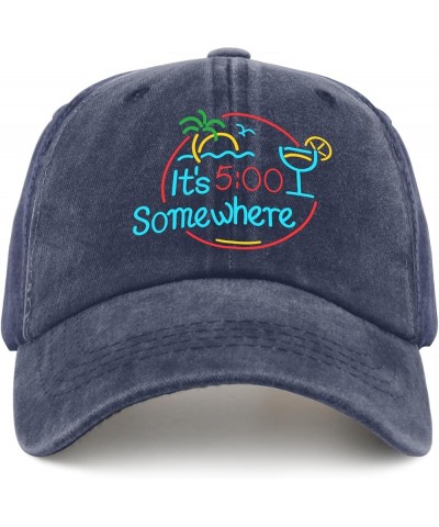 It's 5 O'clock Somewhere Trucker Hat Custom Hats for Men Cyan Blue Black Bucket Hat Gifts for Daughter Workout Hats Navy Blue...