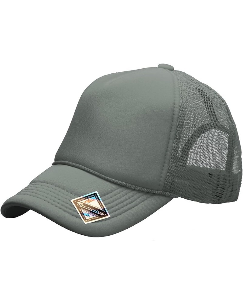 Foam(Sponge) Front Mesh Back 5 Panel Trucker Hat, Adjustable, Light Weight Snapback Cap Solid/Two Tone Dark Grey $10.17 Baseb...