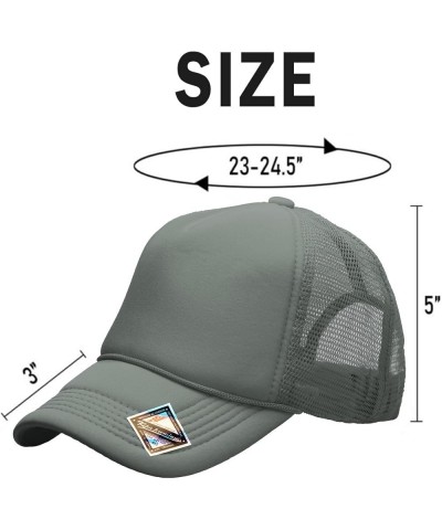 Foam(Sponge) Front Mesh Back 5 Panel Trucker Hat, Adjustable, Light Weight Snapback Cap Solid/Two Tone Dark Grey $10.17 Baseb...