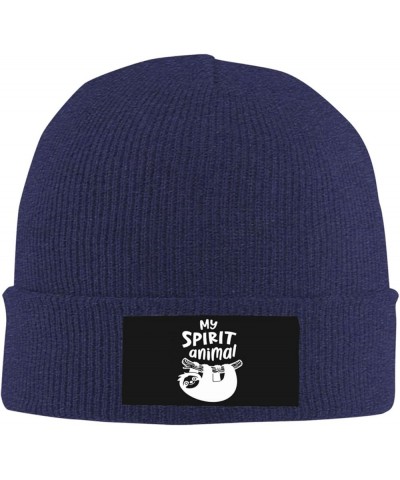 My Spirit Animal Funny Sloth Beanie Hats for Men Women Soft Cap Slouchy Knit Hat Navy Blue $13.67 Skullies & Beanies