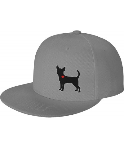 Chihuahua Dog with Heart Hat for Men Women, Adjustable Baseball Cap Gray $8.35 Baseball Caps