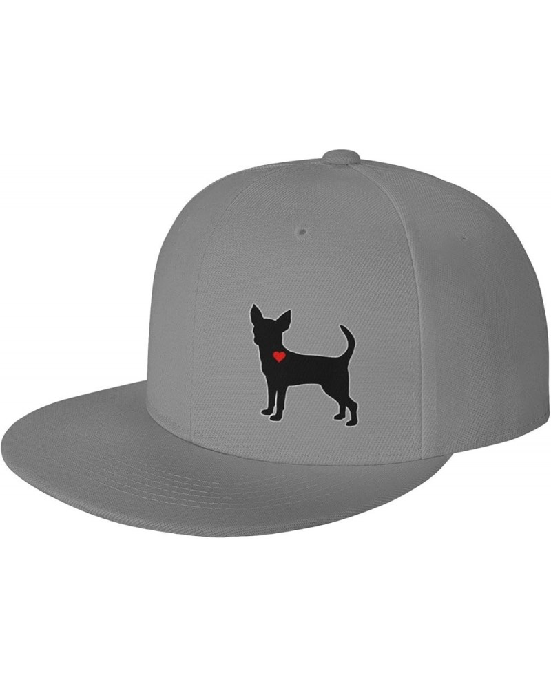 Chihuahua Dog with Heart Hat for Men Women, Adjustable Baseball Cap Gray $8.35 Baseball Caps