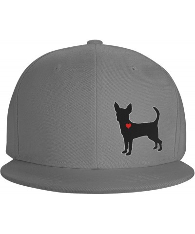 Chihuahua Dog with Heart Hat for Men Women, Adjustable Baseball Cap Gray $8.35 Baseball Caps